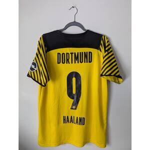 BVB 2021-22 Home Haaland Jersey Soccer PUMA Authentic Vintage Retro Men Large